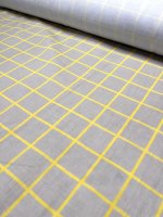 Musselin Grid beige lemon 4x4